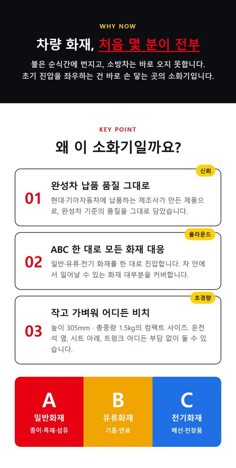 차량용 수동식 소화기 ABC 0.7kg (파우치 포함) 상세 3